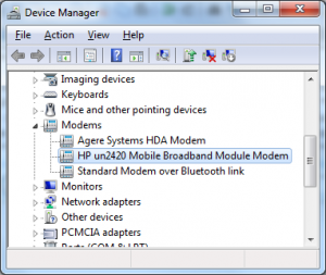 Laptop 3G modem in Device Manager