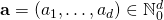 {\bf a} = (a_1, \dots, a_d) \in \mathbb{N}_0^d